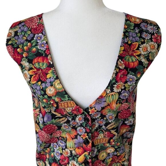 Pumpkin Patch Fall Autumn Flower Vest Light Weight Jacket Size L Basic Editions - Picture 3 of 7
